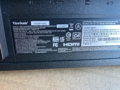 ViewSonic VX2267-MHD 22" Widescreen MVA LED Monitor with cable - Image 1 of 4