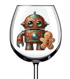 12x Colourful Christmas Robot Vinyl Sticker Decal Tumbler Wine Glass Bottle Mug - Picture 1 of 3
