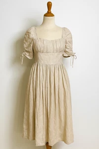 Neues Leinenkleid Leinen Größe 1x 2x ? Beige Milchmädchen Renaissance Fee Prärie - Bild 1 von 19