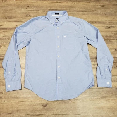 Camisa Abercrombie & Fitch Para Hombre Mediana Azul Claro Músculo Oxford Logo Abotonado Foto 1 de 4