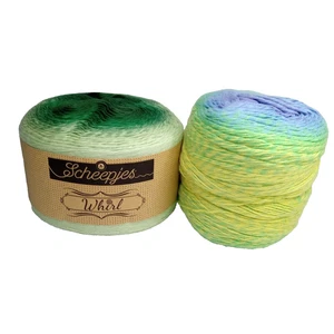 Scheepjes Whirl Yarn Fine Lace Weight Thread Color Change Sage&Jumpin Jelly Lot - Picture 1 of 16