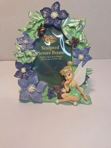 Disney Tinkerbell Sculpted Picture Frame 4 X 6 Photo Flowers Rhinestones Glitter - Bild 1 von 7