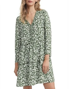 Witchery Green Mini Floral Ruffle Dress 4 - Picture 1 of 10