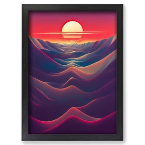 Framed Abstract Art Mountain Sunset No.4 Wall Art Canvas Print Poster Picture - Picture 1 of 4