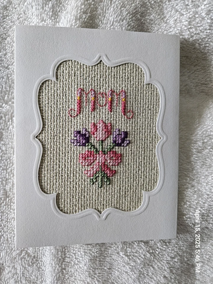 Mom Completed Counted Cross Stitch Greeting Card - Image 1 of 1