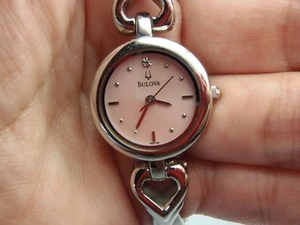 Bulova Diamond 96P136 Women's Casual Pink Dial Watch Runs - Picture 1 of 20
