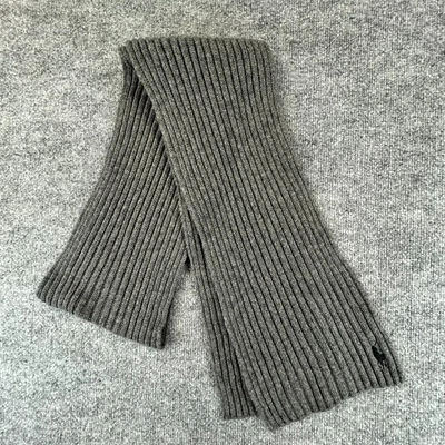 Polo Ralph Lauren Bufanda Para Hombres Talla Única Gris Tejido Acanalado Envoltura Preppy Trabajo Poni PRL Foto 1 de 4