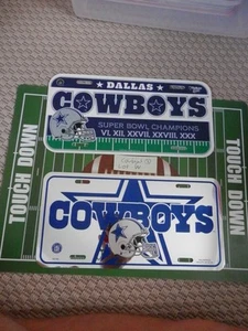 Dallas Cowboys Nummernschild Lot (2) Vintage Neu NFL Lot W Super Bowl Champions - Bild 1 von 14