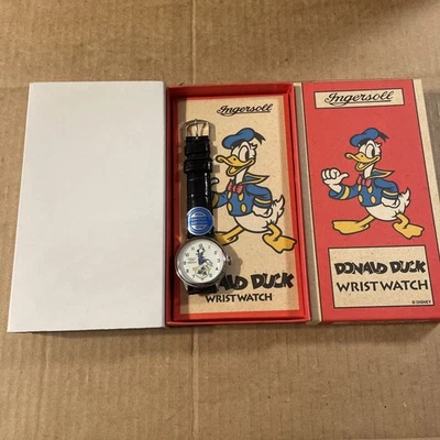 Reloj Pato Donald Disney Ingersoll 1994 correa de cuero raro 60 cumpleaños limitado Foto 1 de 4