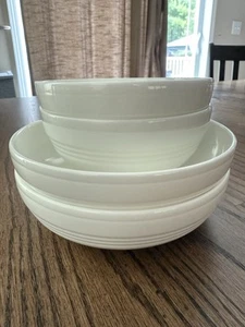 Lenox Tin Can Alley All Purpose 7”  & Fruit Dessert Bowls 6” White 3-Ring Design - Picture 1 of 16