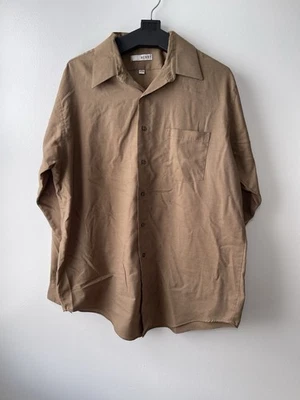 Camisa de manga larga para hombre John Henry talla L -16 1/2 (34-35) marrón con botones Foto 1 de 3