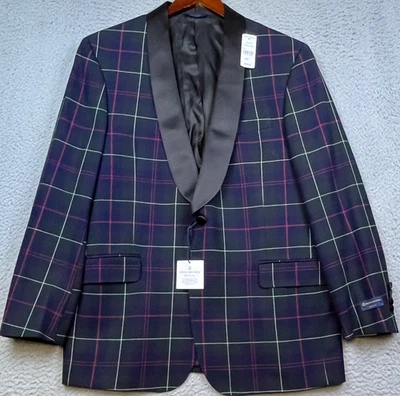 Brooks Brothers Blazer Mens 44 Regent Tartan Shawl Collar Dinner/ Smoking Jacket - Image 1 of 4