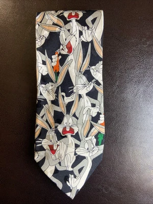 Vintage Bugs Bunny Looney Tunes Mania Collection Colorblock Neck Tie 1993 - Image 1 of 3