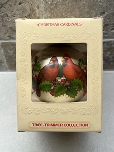 Vintage 1980 Punze Andenken Glas Ornament - Weihnachten Kardinäle - Bild 1 von 6