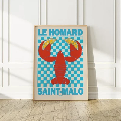 St-Malo France Lobster Poster, Printed on Premium Matte Paper, No Frame - Image 1 of 4