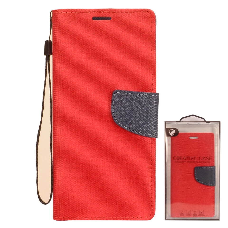 GSA Denim Two-Tone Flip Wallet Case for Alcatel 3V (2019) - Red/Blue - Image 1 of 1