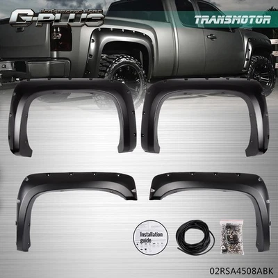 Fit For 2007-2014 Chevy Silverado 1500 2500HD/3500HD Rivet Fender Flares Pocket - Image 1 of 4