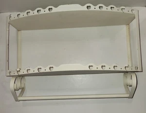 White Metal Bathroom 2 Tier 12" x 17.5" x 6.5" Wall Shelf with Towel Bar Vintage - Picture 1 of 9