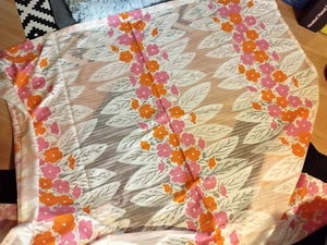 Gardinen Vorhänge 70er Jahre Vintage pink orange creme, 3 Schals lang und kurz - Bild 1 von 3