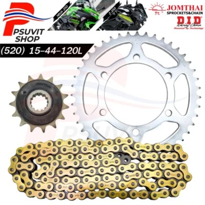 Fit Ninja250/300,Z250/300 JT Sprocket Set 520 Front15T+Rear44T+DID 520-120 Gold - Image 1 of 4
