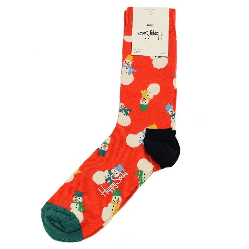 HAPPY SOCKS Red White SNOWMAN Cotton Blend Crew Socks 10-13 NWT - Image 1 of 1