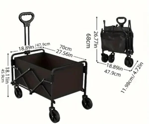 Heavy-Duty Folding Wagon - 220lbs Capacity, Portable & Collapsible for Camping, - Picture 1 of 3