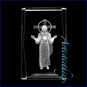 CRISTO EN CRUZ, Cristal Láser Pisapapeles Imagen 3D Grabada con Láser ENVÍO GRATUITO - Imagen 1 de 1