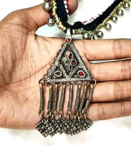 Handmade Afghan Necklace Choker Old Metal Tassel Banjara Tribal Gypsy Bohemian - Picture 1 of 6