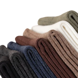 5 Pairs Men Solid Cotton Mid Calf Socks Stretch Sports Winter Warm Outdoor Socks - Picture 1 of 11