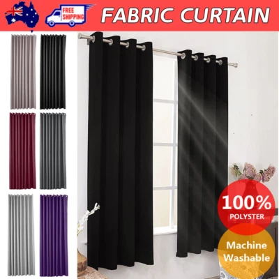 2X Blockout Curtains Blackout Window Curtain Draperies Pair Eyelet Bedroom Decor - image 1 of 4