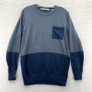 Travis Mathew Sweater Mens Medium Blue Knit Long Sleeve Colorblock Sweatshirt - Picture 1 of 13