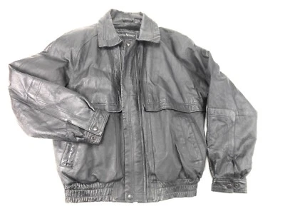 Seventh Avenue Mens Leather Jacket Size M Black w Zip Out Lining  - Image 1 of 4