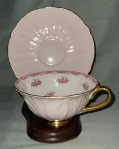 Vintage Shelley Fine Bone China Rosebud Teetasse & Untertasse, Oleanderform, hellrosa - Bild 1 von 18