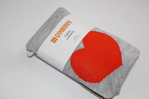 Gymboree Girls Size XS 4 Gray Orange Heart Tights NEW Thick Cotton NWT - Picture 1 of 2