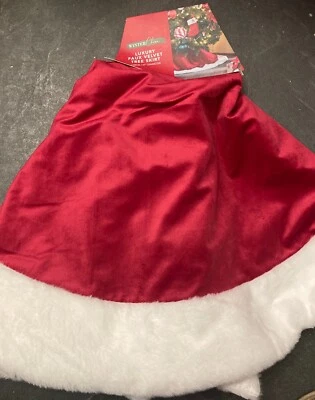 Winter Charm Deep Red Luxury Faux Velvet Tree Skirt ~ 120 Cm~ 47” Diameter  - Image 1 of 2