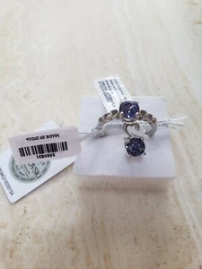 Swarovski Heart Tanzanite Crystal Jewellery Set Ring size, L/M, 6 - Picture 1 of 14