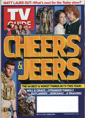 TV GUIDE 2017 Cheers & Jeers Issue Outlander David Boreanaz Kit Harington - Image 1 of 3