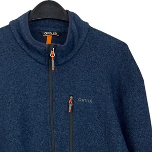 Orvis Mens XL Fleece Jacket Performance Tight Knit Pockets Full Zip Blue - Picture 1 of 10