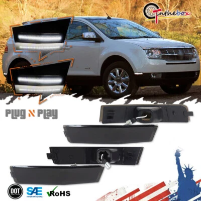 Smoked Full White LED Front & Rear Side Marker Lamp Lights For Lincoln MKX 07-10 - Image 1 of 4