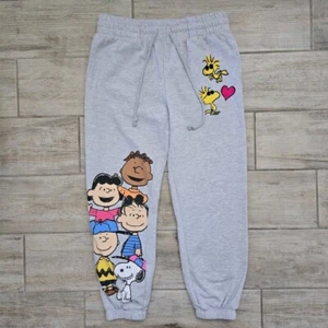 Peanuts Gang Jogger Sweatpants Junior Woodstock Snoopy Charlie Brown Lucy Girl L - Picture 1 of 7