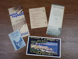 Lot Anciennes BROCHURES TOURISME St TROPEZ CANNES FUNICULAIRE ST RAPHAEL - Foto 1 di 2