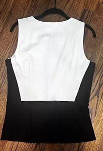 SIZE 8 WHITE HOUSE BLACK MARKET Black and Bone Sleeveless Lined TOP - Picture 1 of 7
