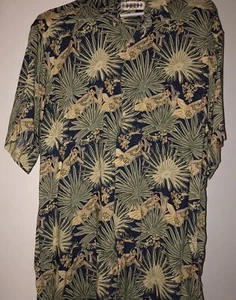 Campia Moda Hawaiian Button Up Short Sleeve Shirt Houla Girl Size Medium Mens - Picture 1 of 24
