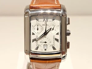RETRO ELEGANT RECTANGLE 30.5mm ST.STEEL MEN'S CHRONOGRAPH QUARTZ WATCH "FESTINA" - Picture 1 of 11