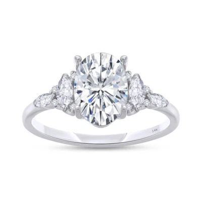 1.50 Ct Oval Cut Diamond Engagement Wedding Band Ring 14K Solid Gold Lab Grown - Image 1 of 4