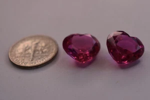 19.9 Ct. T/W Matching pair of heart cut pink sapphire gemstones loose - Picture 1 of 6