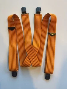 Suspenders Orange Black Pin Stripe 1  1/2  1.5 Wide Elastic Braces New USA - Picture 1 of 1