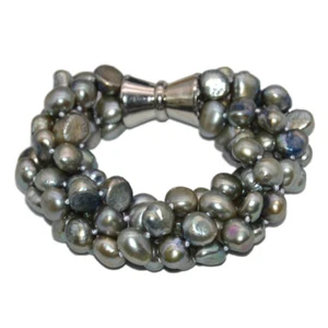 4Strands 8-9mm Rare Multicolor Baroque Pearl Jewelry Bracelet 8'' Magnetic Clasp - Picture 1 of 21