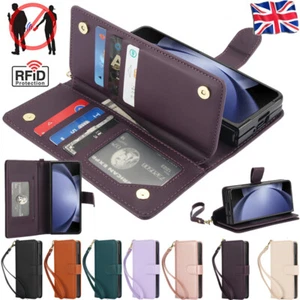 For Samsung Galaxy Z Fold 7 6 5 4 3 Leather Wallet Card Case Flip Cover w/Strap - Picture 1 of 69