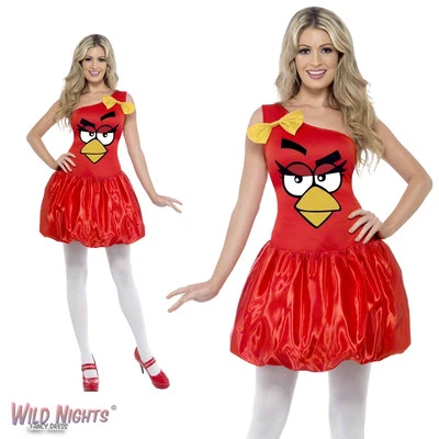 Ladies Angry Birds Animal Game Red Dress Costume - Image 1 of 2